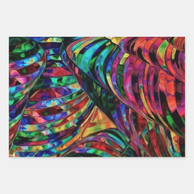 Feuille De Papier Cadeau Verre tendu dans les tons bijoux Art Abstrait (Devant)