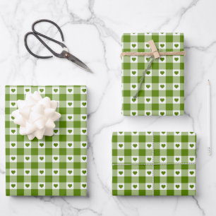 Feuille De Papier Cadeau Vert Avocat Plaid Gingham Rétro Couleur à Motif de