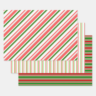 Feuille De Papier Cadeau Vert, Blanc, Rouge Lignes Thématiques de Noël de c