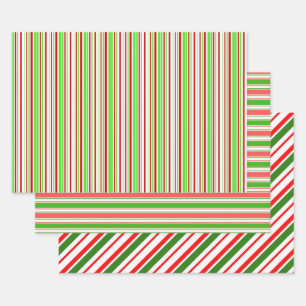 Feuille De Papier Cadeau Vert, Blanc, Rouge Lignes Thématiques de Noël de c