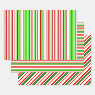 Feuille De Papier Cadeau Vert, Blanc, Rouge Lignes Thématiques de Noël de c