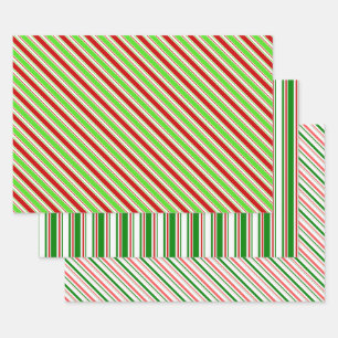 Feuille De Papier Cadeau Vert, Blanc, Rouge Lignes Thématiques de Noël de c