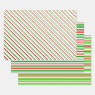 Feuille De Papier Cadeau Vert, Blanc, Rouge Style de Noël rayures