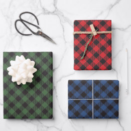 Feuille De Papier Cadeau Vert Bleu Rouge Buffalo Carreaux À Carreaux