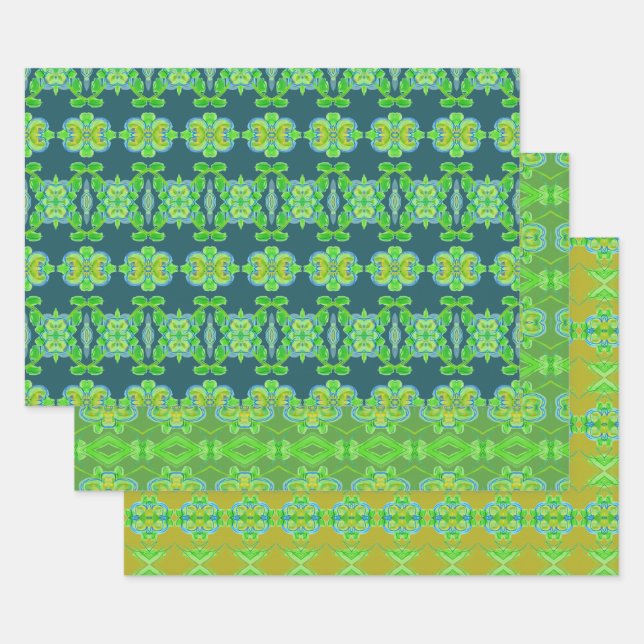 Feuille De Papier Cadeau Vert Citron Avec Motif (Lot)
