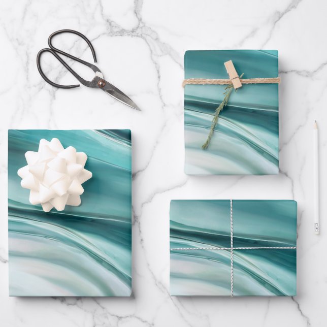 Feuille De Papier Cadeau Vert émeraude moderne et élégant- (Recto)