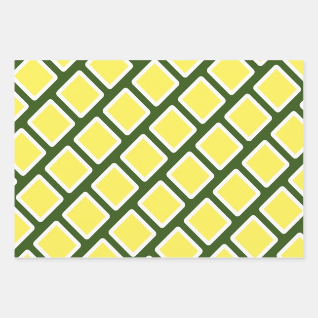 Feuille De Papier Cadeau Vert et jaune (Devant)