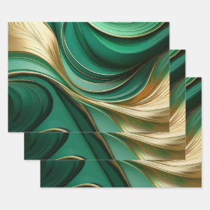 Feuille De Papier Cadeau Vert et or Abstrait moderne
