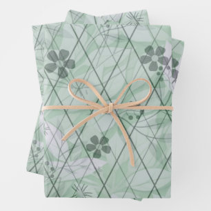 Feuille De Papier Cadeau Vert Menthe Diamant de Jardin Inspiré des Vintage
