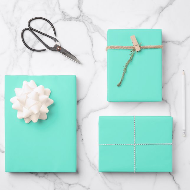 Feuille De Papier Cadeau vert menthe royale uni riche (Recto)