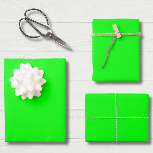 Feuille De Papier Cadeau Vert néon électrique uni classique   Élégant