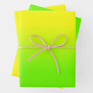 Feuille De Papier Cadeau Vert néon et ombré jaune néon Teinte fondu