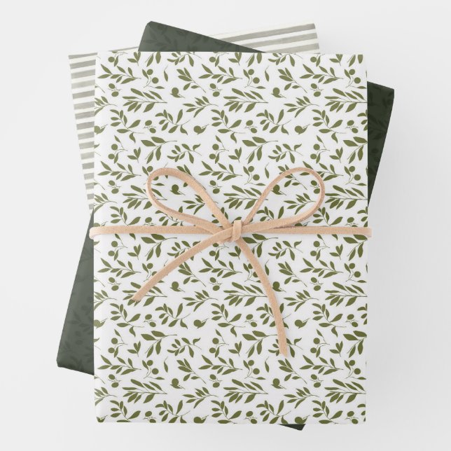 Feuille De Papier Cadeau Vert olive 'Martini'  (En situation)