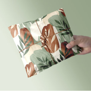 Feuille De Papier Cadeau Vert sauge aquarelle organique et botanique au lai