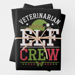 Feuille De Papier Cadeau Vétérinaire Elf de Noël Technicien vétérinaire