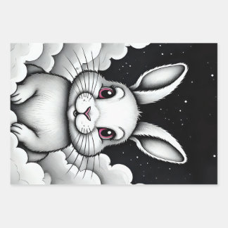 Feuille De Papier Cadeau Vibes célestes de lapin céleste