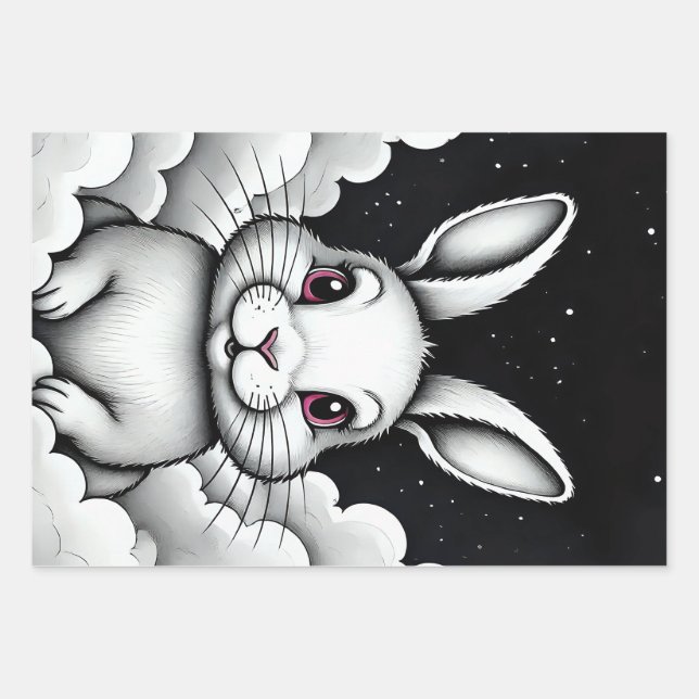 Feuille De Papier Cadeau Vibes célestes de lapin céleste (Devant)