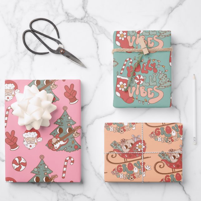 Feuille De Papier Cadeau Vibes super hippie Rockin Christmas Tree (Recto)