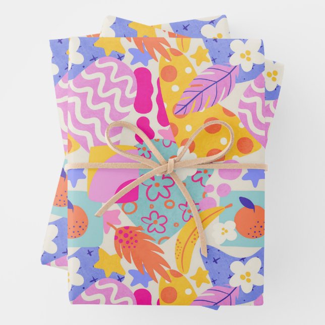 Feuille De Papier Cadeau Vibrant Maxi Patchwork (En situation)