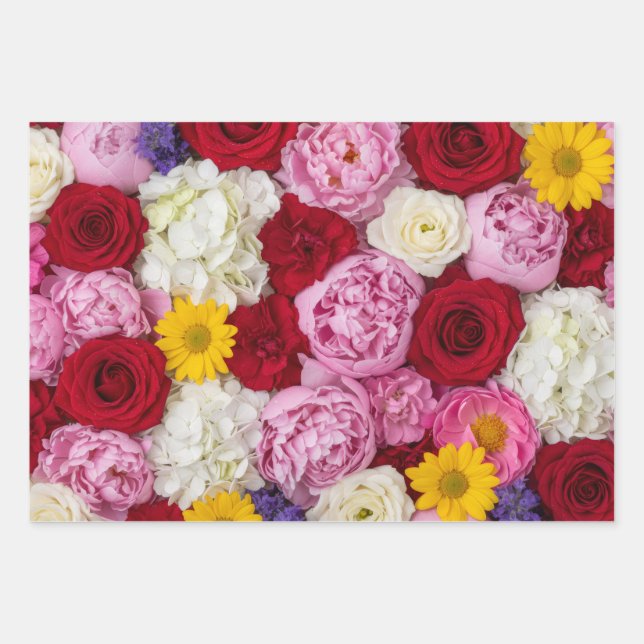 Feuille De Papier Cadeau Vibrant Summer Floral Bouquet (Devant)