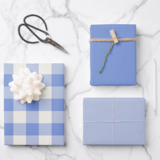 Feuille De Papier Cadeau Vichy bleu