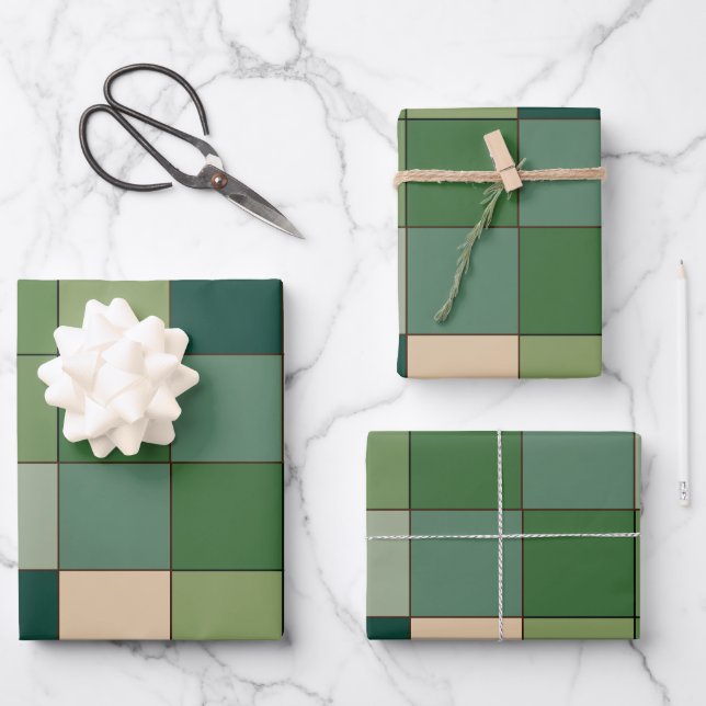 Feuille De Papier Cadeau Vichy Vert  (Recto)