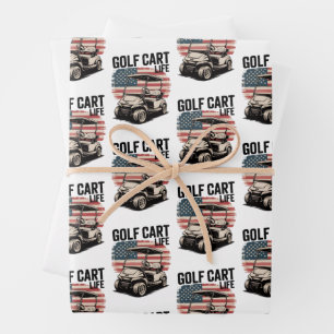 Feuille De Papier Cadeau Vie en voiturette de golf Mari golfeur golfeur ama