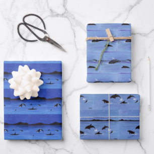 Feuille De Papier Cadeau Vie marine