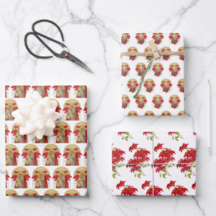 Feuille De Papier Cadeau Vierge catholique Marie Religieux Jésus Poinsettia