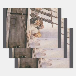 Feuille De Papier Cadeau Vieux Pirates Brig Covenant dans un brouillard par