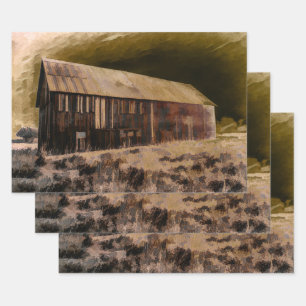 Feuille De Papier Cadeau Vieux Russe Vintage Brown Barne Ciel nuit