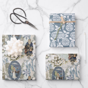 Feuille De Papier Cadeau Vignette Victorian Winter Blues