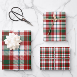 Feuille De Papier Cadeau Ville Glasgow Tartan Plaid Green Maroon Blanc