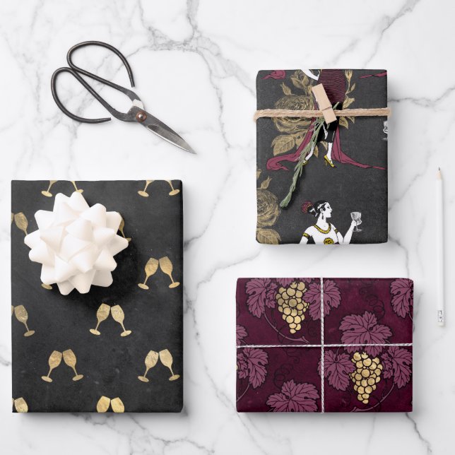 Feuille De Papier Cadeau Vin Rouge (Recto)