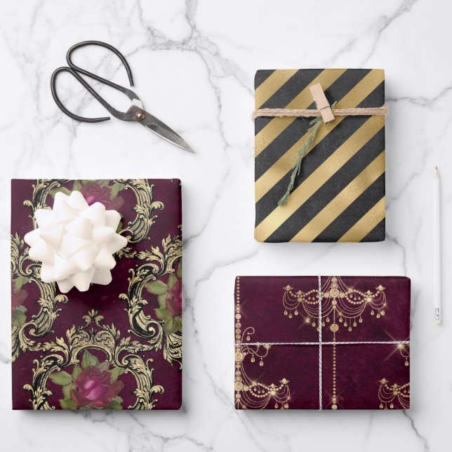 Feuille De Papier Cadeau Vin Rouge (Recto)