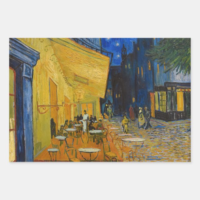 Feuille De Papier Cadeau Vincent van Gogh - Café Terrasse en soirée (Devant)