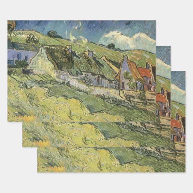 Feuille De Papier Cadeau Vincent van Gogh - Chalets à chaume (Lot)