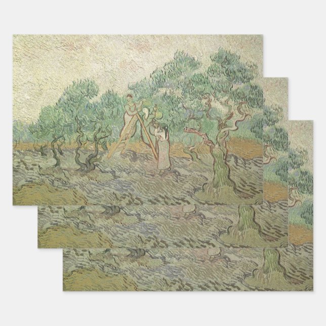 Feuille De Papier Cadeau Vincent van Gogh - cueillette d'olives (Lot)