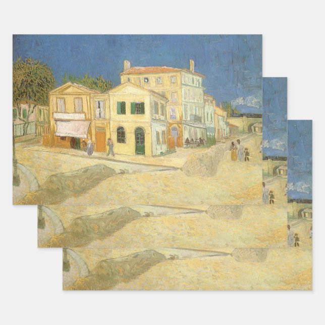 Feuille De Papier Cadeau Vincent van Gogh - La Maison Jaune (La Rue) (Lot)
