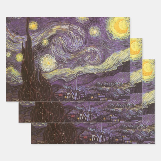 Feuille De Papier Cadeau Vincent van Gogh - La Nuit étoilée (Lot)