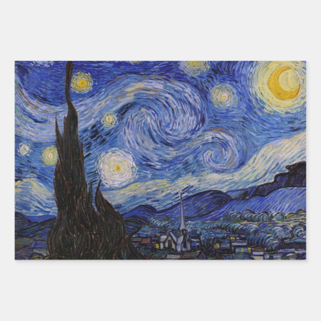 Feuille De Papier Cadeau Vincent Van Gogh - La nuit étoilée (Devant)