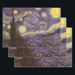Feuille De Papier Cadeau Vincent van Gogh - Nuit étoilée<br><div class="desc">Starry Night (1889) de Vincent van Gogh est un post impressionnisme vintage de peinture de paysage d'art. Vue sur une ville dans une vallée la nuit avec les nuages tourbillonnants, les étoiles brillant et une belle lune jaune dorée croissant. Il a été peint pendant la journée de mémoire et est...</div>