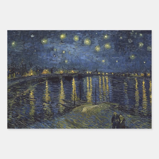 Feuille De Papier Cadeau Vincent van Gogh Nuit étoilée au-dessus du Rhone W (Devant)