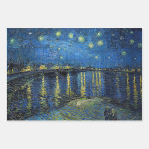 Feuille De Papier Cadeau Vincent van Gogh - Nuit étoilée sur le Rhône