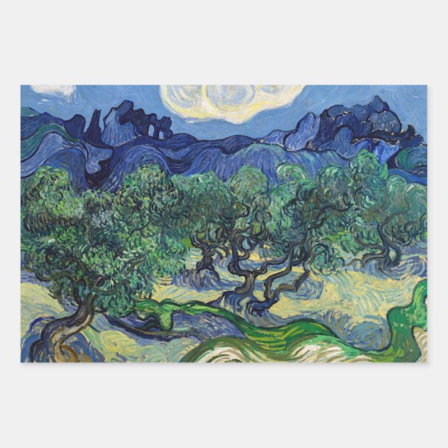 Feuille De Papier Cadeau Vincent van Gogh - Oliviers aux Alpilles (Devant)