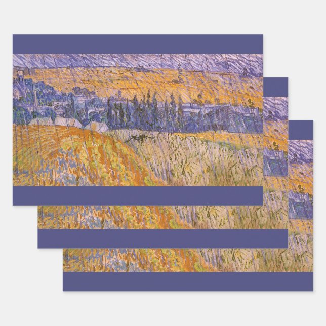 Feuille De Papier Cadeau Vincent van Gogh - Paysage à Auvers sous la pluie (Lot)