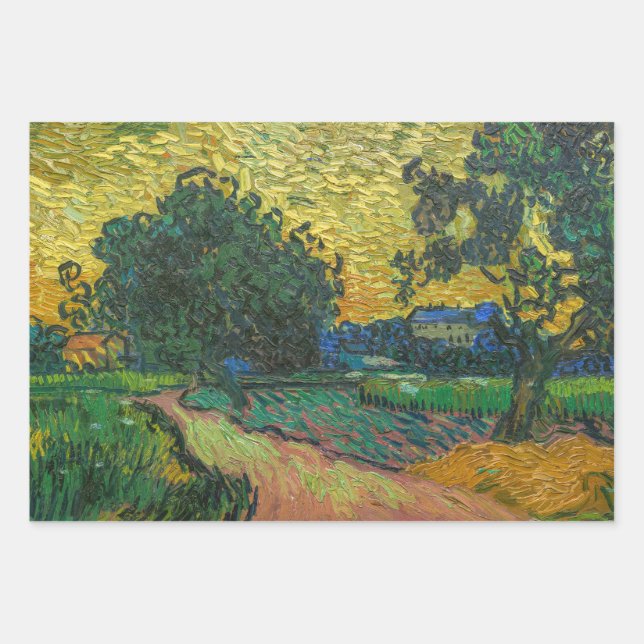 Feuille De Papier Cadeau Vincent van Gogh - Paysage à Twilight (Devant)