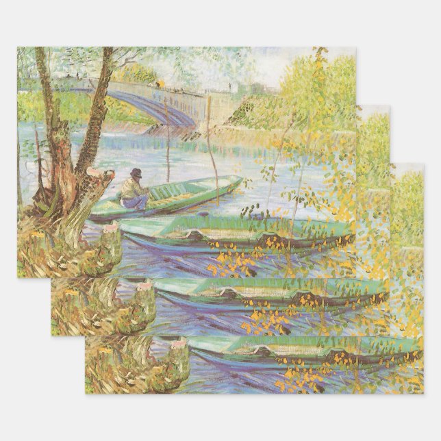 Feuille De Papier Cadeau Vincent van Gogh Pêche au printemps, Pont de Clich (Lot)