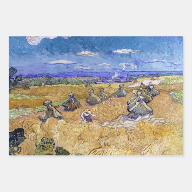 Feuille De Papier Cadeau Vincent van Gogh - Pile de blé avec les lecteurs (Devant)