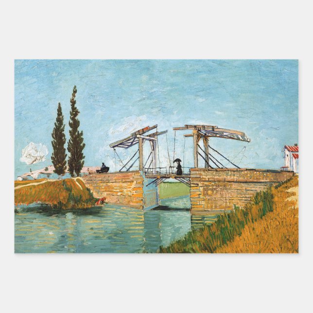 Feuille De Papier Cadeau Vincent van Gogh - Pont Langlois à Arles #3 (Devant)